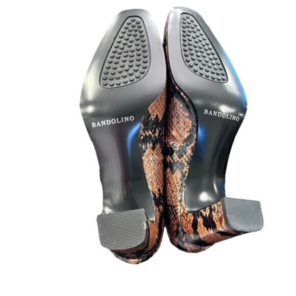 Bandolino Pumps Womens 8.5 Chunky Block Heel Square‎ Toe SNAKESKIN NIB Leather - Picture 10 of 10